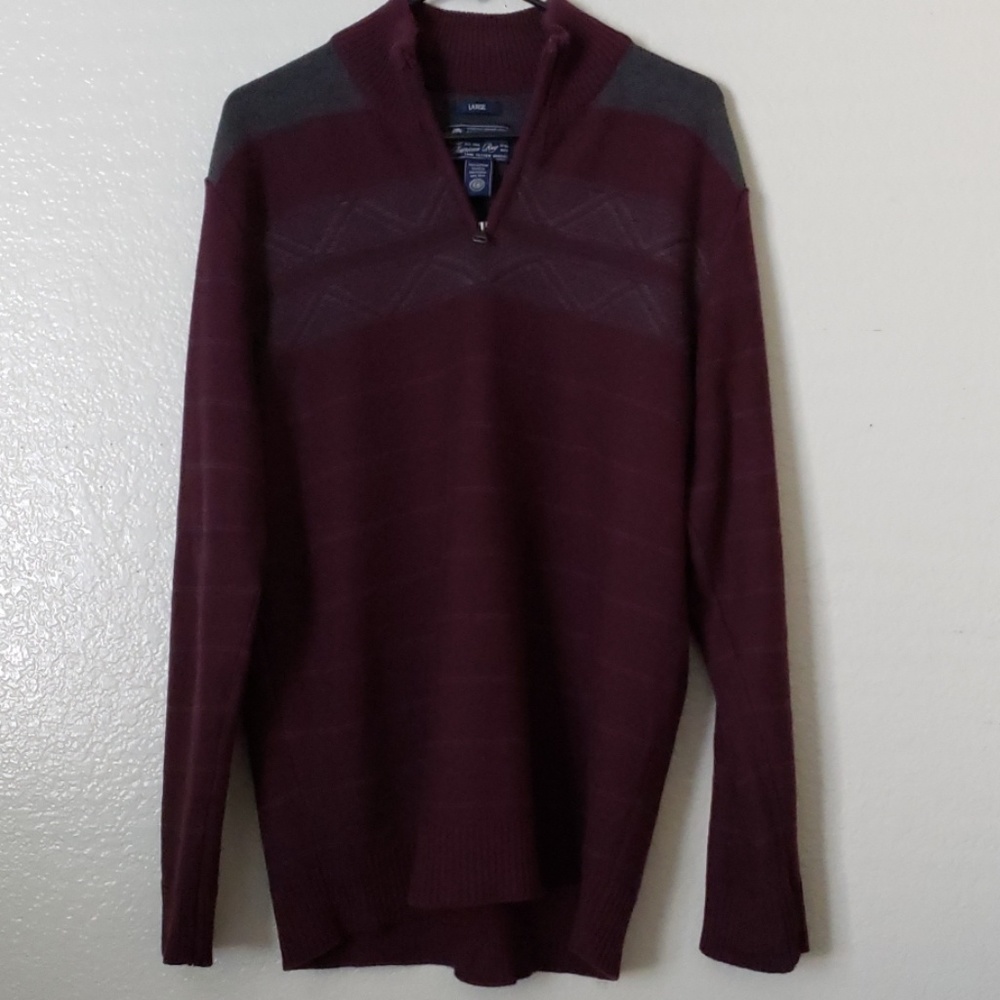 Burgundy with Gray sweater